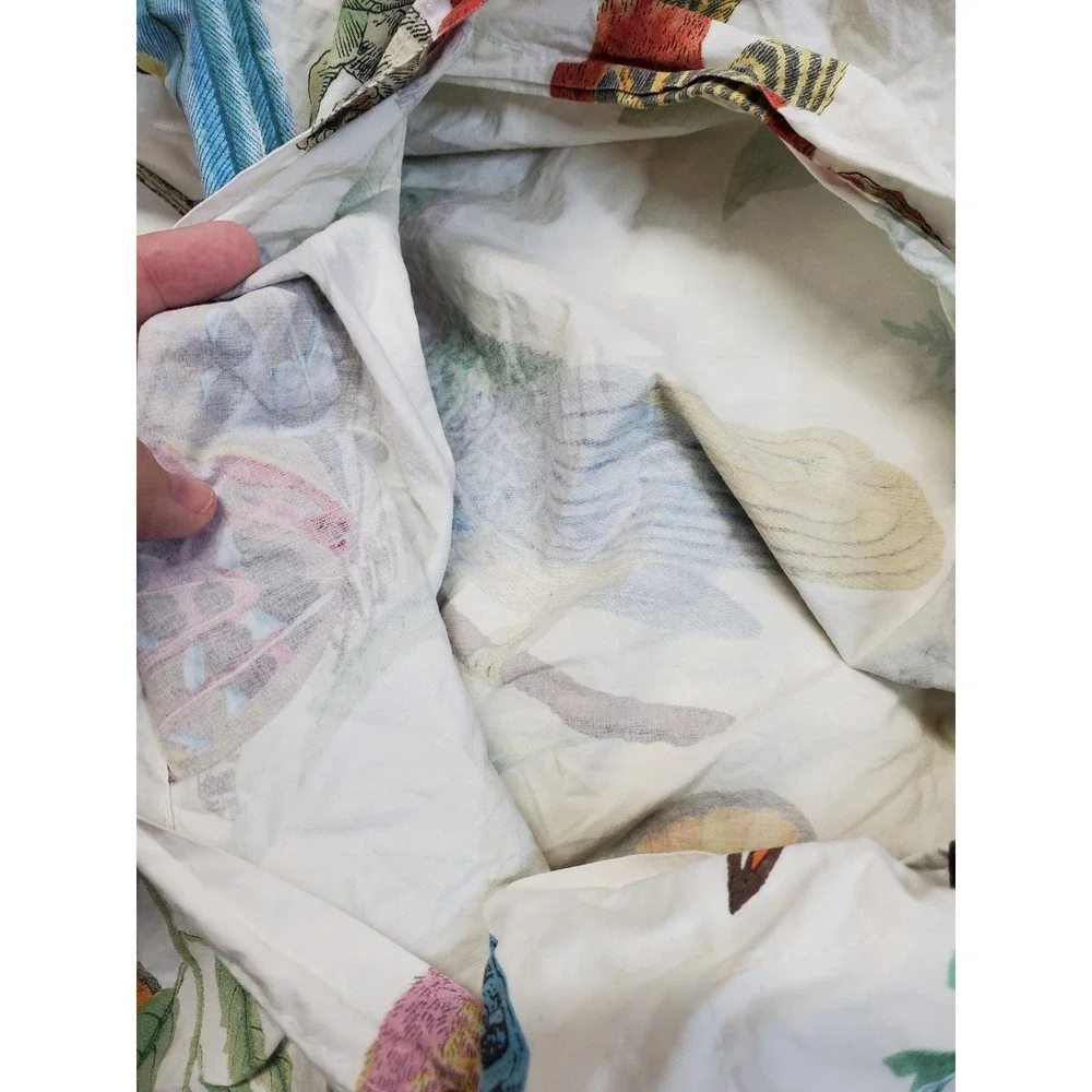 Pottery Barn Spring Fauna Bird Print Percale Full Queen Duvet 2 Regular Sham